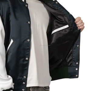 Satin Varsity Jacket Unisex Glossy Silky <b>Fabric</b> Lightweight Thin Patchwork Breathable Eco-Friendly Vintage American <b>Retro</b> Team - Product Image 6