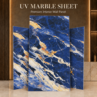 Panneau mural en PVC Morlenx Blue Marble UV, motif pierre luxueux, panneau décoratif pour la décoration intérieure