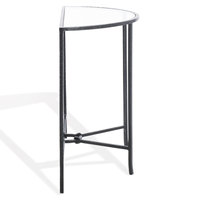 Table console demi-lune avec plateau en verre et structure en métal, table d'entrée moderne, meuble d'appoint pour salon