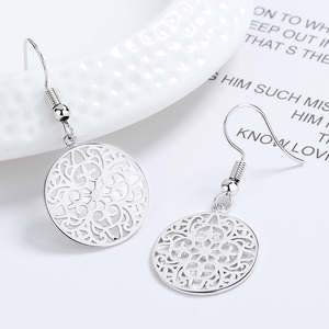 Orecchini Pendenti in Argento Sterling con Placcatura in Oro, Design Filigrana, Trendy, Religiosi, Classici, Regalo per Matrimoni e Feste, con Perle e Diamanti - Product Image 2