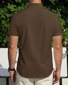 Chemises de bureau formelles en gros, couleur unie, OEM, chemises de travail pour hommes, réunion, sur mesure, 100% coton, écologiques - Product Image 2