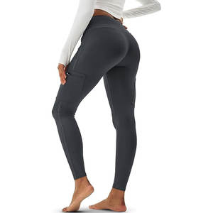 Leggings d'entraînement personnalisés taille haute pour femmes pour l'entraînement physique Gym et look de rue avec fermeture à la taille élastique Logo personnalisable - Product Image 2