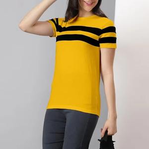 Nueva Camiseta de Moda para Mujer, Personalizada, de Algodón a Rayas, de Manga Corta, Cuello en V, Estampado de Leopardo, Corte Regular, Informal, Ecológica - Product Image 2