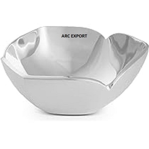 Nueva forma atractiva exterior blanco e Interior oro Metal latón tazón de comida último diseño Mesa decorativa cuencos para servir a la venta - Product Image 2