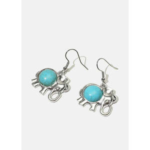 Orecchini Pendenti Trendy a Forma di Elefante, Gioielli Etnici Religiosi in Rame Placcato Oro con Diamante a Goccia per Feste e Matrimoni - Product Image 2