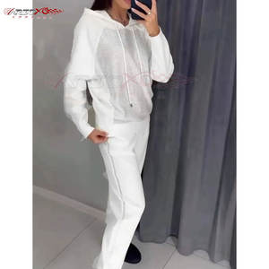 ชุดวอร์มประดับพลอยเทียมสำหรับผู้หญิงชุดสองชิ้นสำหรับผู้หญิงดีไซน์แบบสวมหัว - Product Image 6