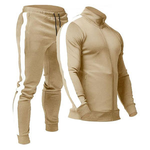 Vente en gros de survêtements en coton et polyester pour hommes, ensemble de deux pièces pour l'entraînement et le jogging, logo personnalisé brodé de haute qualité - Product Image 1