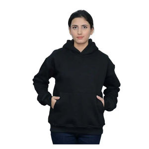 Sweat à capuche oversize confortable et chaud pour femme avec poche kangourou, col montant, broderie technique, style streetwear, collection automne-hiver - Product Image 1