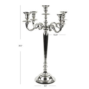 Candélabre en argent traditionnel 5 bougies bougeoir classique Design élégant dîner de mariage événement formel pièce maîtresse - Product Image 4