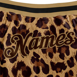 Shorts de basket-ball à imprimé léopard pour hommes, nom et numéro d'équipe personnalisés, motif animal marron noir, vêtements de sport en maille respirante - Product Image 4
