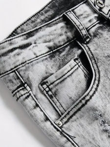 Shorts en jean légers pour homme, style streetwear, longueur genou, avec poches avant et arrière, service OEM, pour l'été et l'entraînement. - Product Image 2