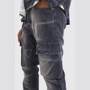 Pantalones vaqueros clásicos personalizados de talla grande al por mayor con estilo a la moda para hombre, pantalones vaqueros rectos ajustados desgastados para hombre - Product Image 5