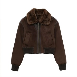 Men's Street Style Genuine Leather Canvas Cool Jacket Retro Lapel Long Sleeves Zipper Outerwear Breathable Waterproof <b>Brown</b> Tops - Product Image 1