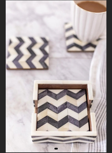 Posavasos de Piedra con Incrustaciones de Hueso de Alta Calidad y el Mejor Posavasos para Bebidas para Mesa de Salón y Comedor, de Forma Cuadrada - Product Image 2