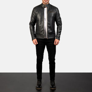 Blouson en cuir épais populaire pour homme, chaud et doublé polaire, style motard, mode streetwear, pour l'hiver - Product Image 2