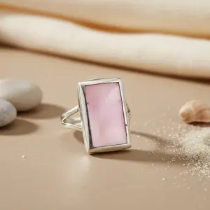 Bague en argent 925 avec nacre rose pour femmes, style classique religieux, bijoux avec placage rhodium, incrustation en alliage orthodoxe - Product Image 3