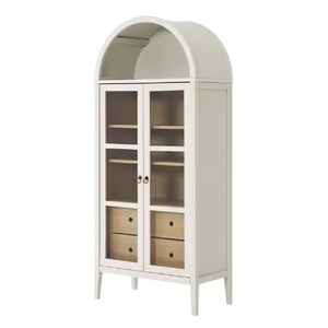 ตู้โชว์ไม้สีขาวสำหรับบ้านไร่แบบกำหนดเองตู้โค้งแบบแฮนด์เมดเวียดนามใช้ในบ้านห้องนั่งเล่นทำจากแก้วห้องครัวห้องนอน - Product Image 1