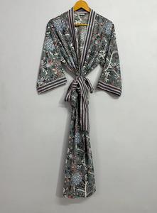 Belle Robe Kimono en coton Robe de chambre Kimono en coton indien Robe traditionnelle pour femmes Kimono Couverture de plage Vêtements de nuit pour femmes - Product Image 6