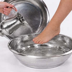 อ่างแช่เท้าสแตนเลสทรงกลมแบบมีลายตอก สำหรับใช้ในร้านทำเล็บ - Product Image 5