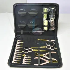 Beauty Hair Hairdressing Professional Products Equipment Salon Hair Extension Black Case Kit In Baby Pink Plasma Gold