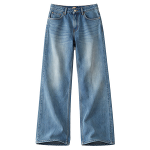 Jean baggy taille basse pour femme, style Y2K vintage, coupe droite ample, streetwear, en coton, décontracté, respirant, hiver, foncé, OEM - Product Image 1