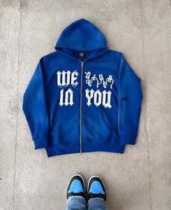 Fabricante de trajes de sudor de alta calidad, lavado con ácido desgastado, apliques con cremallera, parche bordado, pantalón de sudor acampanado, impresión DTF DTG - Product Image 6