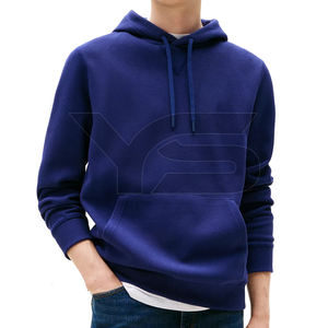 เสื้อฮู้ดผ้าฟลีซของผู้ชายแบบกำหนดเองมีเชือกผูกลายสีทึบสำหรับฤดูหนาว - Product Image 2