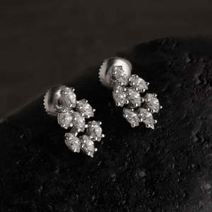 NOVAMART Fine Premium 925 Sterling <b>Silver</b> <b>Stud</b> <b>Earrings</b> for Women Girls Geometric Water Drop Featuring Marquise Princess Cut Wed - Product Image 2