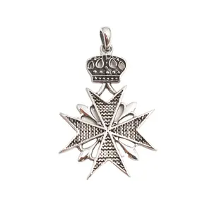 Croix maltaise pendentif en argent pour homme pendentif de guérison en cristal d'argent sterling 925 cadeaux uniques