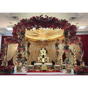 Anmol Mandap floral pour décoration de mariage indien Mandap Anmol somptueux pour mariage Maharani Grand Maharaja Style Golden Damroo Mandap - Product Image 1
