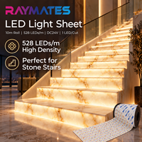 Feuille lumineuse LED RAYMATES UL ETL en stock, 24V, couleur unique, rétroéclairage LED, feuille lumineuse LED pour escalier et mur décoratif