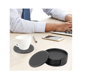 Custom High Quality Leather coaster <b>Gifts</b> logo Genuine Leather coaster Set for Customized Size <b>Cheap</b> Price - Product Image 5
