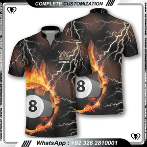 เสื้อเจอร์ซีย์บิลเลียดและสนุ๊กเกอร์พิมพ์ลายปรับแต่งได้ระบายอากาศ - Product Image 3