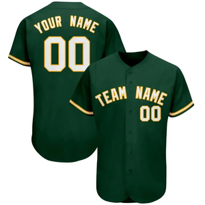 Camiseta de secado rápido con cuello en V y estampado de equipo personalizado para hombre, ropa deportiva de béisbol y sóftbol transpirable de malla con botones suaves para exteriores - Product Image 1