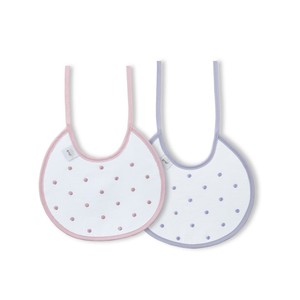 Lot de 2 bavoirs en tissu 100% coton gris et rose pour bébés et enfants - Product Image 1