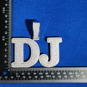 Pendentif avec nom en moissanite en argent 925, collier personnalisé avec lettre, aspect diamant glacé, luxe, hip-hop, unisexe, bijoux fins - Product Image 6