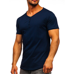 Camisetas de Jersey de algodón sólido para hombre, Camiseta de algodón de alta calidad para hombre, camiseta personalizada con diseño de botones, camiseta de ajuste americano para hombre, camiseta de ajuste urbano - Product Image 1