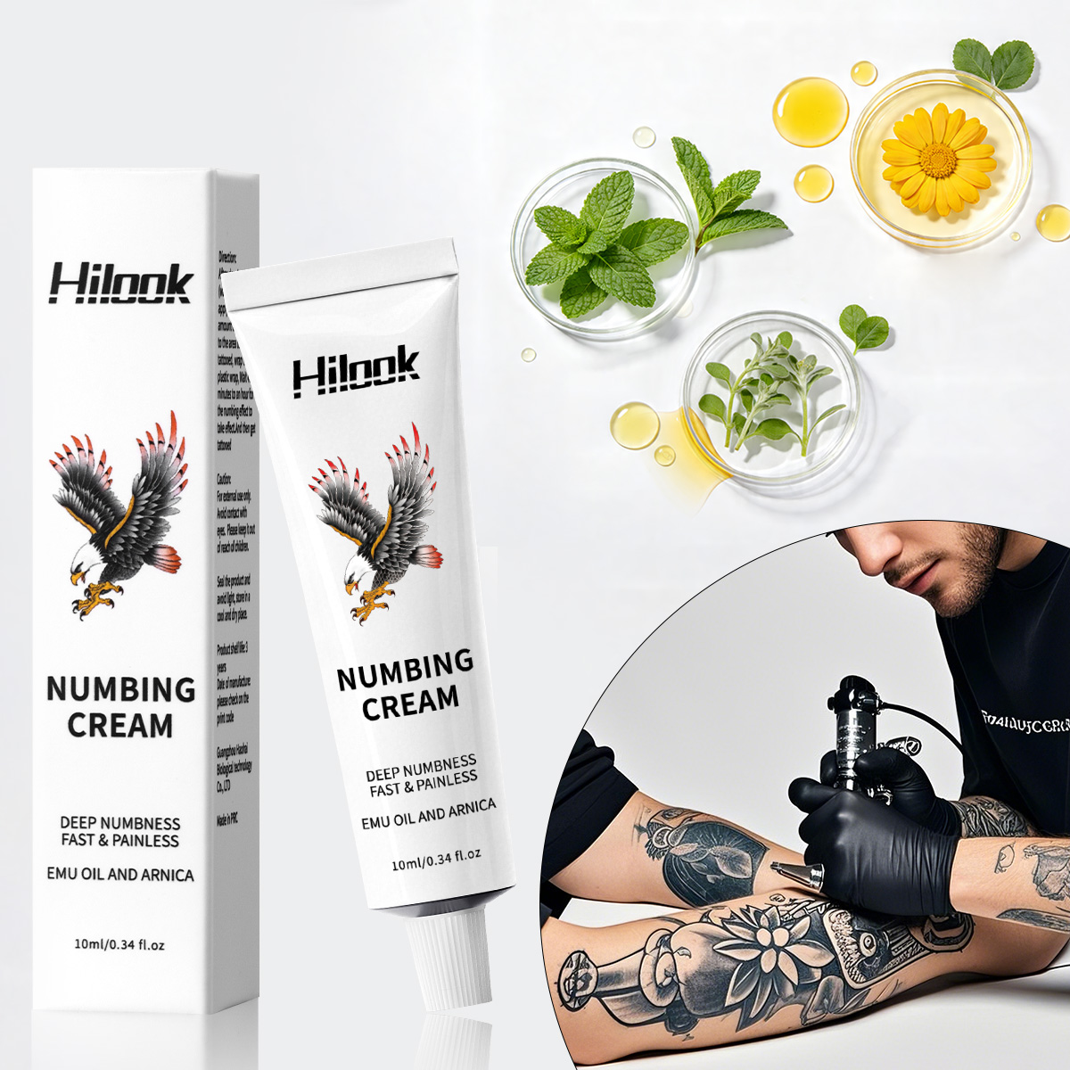 Herbal Tattoo Fast Acting Pain Relief Skin Numb Effect Long Lasting Comfort Microblading Tattoo Care 10ml Tattoo Numbing Cream
