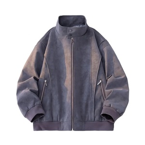 Venta al por mayor Unisex PU cuero Stand Collar chaqueta cremallera cierre frontal a prueba de viento estilo Retro abrigo Casual Formal trajes de invierno - Product Image 1