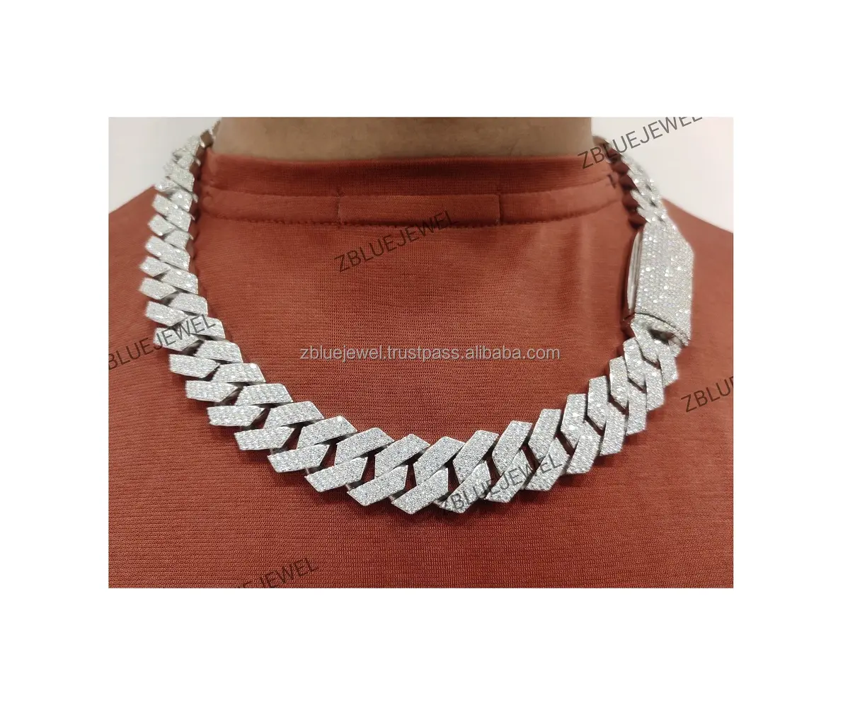 20mm Premiumqualität niedrige Preise neuestes Design Eiskette VVS Moissanit Diamant kubanische Gliederkette für Herren Damen Geburtstagsgeschenke