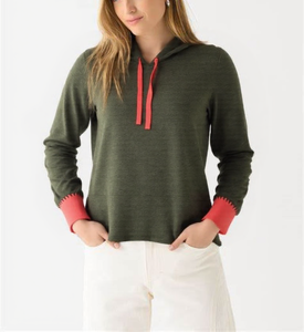 Sudadera con capucha térmica de punto transpirable para mujer, de otoño-invierno, con cremallera frontal y bloques de color personalizables, de manga larga. - Product Image 1