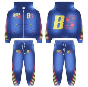 Custom Lightweight Vintage Style Solid Color Cotton Tracksuits Set Hooded Collar Breathable Quick Dry <b>for</b> Winter Eco-Friendly - Product Image 6