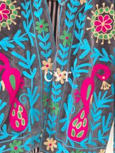 Abrigo de Terciopelo Bordado a Mano con Cuello Mandarín, Talla Grande, Estampado Floral, Ropa de Abrigo de Otoño para Mujer, Manga Larga, Estilo Bohemio - Product Image 5