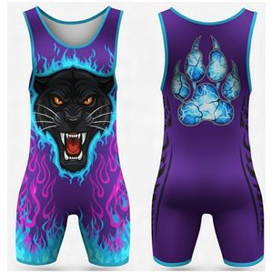 Men's Custom Brand Polyester + Spandex Breathable High Quality Wrestling <b>Singlets</b> Snap Closure Strapless Design MMA Martial Arts - Product Image 4