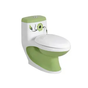 Ceramic Sanitary Ware Bathroom Designer Mint Green Color One Piece Toilet For African Hotel Bathroom Decor