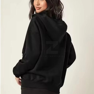 Style à la mode femmes hiver fermeture éclair à capuche Slim Fit respirant avant Logo pour Gym ou Street Wear - Product Image 2