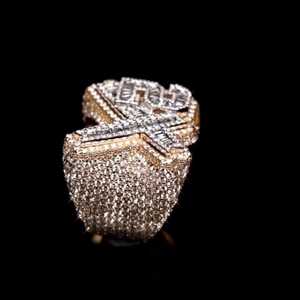 Bague Cocktail Unisexe en Argent Sterling 925 avec Moissanite et Diamants, Style Hip Hop de Luxe, pour Homme - Product Image 2