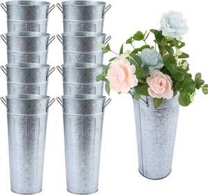 Pots de fleurs en métal blanc avec poignées pour compositions florales décoration de la maison mariages et fête artisanat jardinière fabrication indienne - Product Image 2