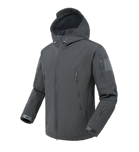 Chaqueta cortavientos de secado rápido respetuosa con el medio ambiente recubierta al por mayor chaquetas bomber con capucha impermeables a prueba de viento tácticas de lona para hombre - Product Image 2