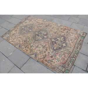 พรมวินเทจ, พรมตุรกีขนาด 3.9x6.4 ฟุต, พรมขนสัตว์สีน้ำตาล - Product Image 2